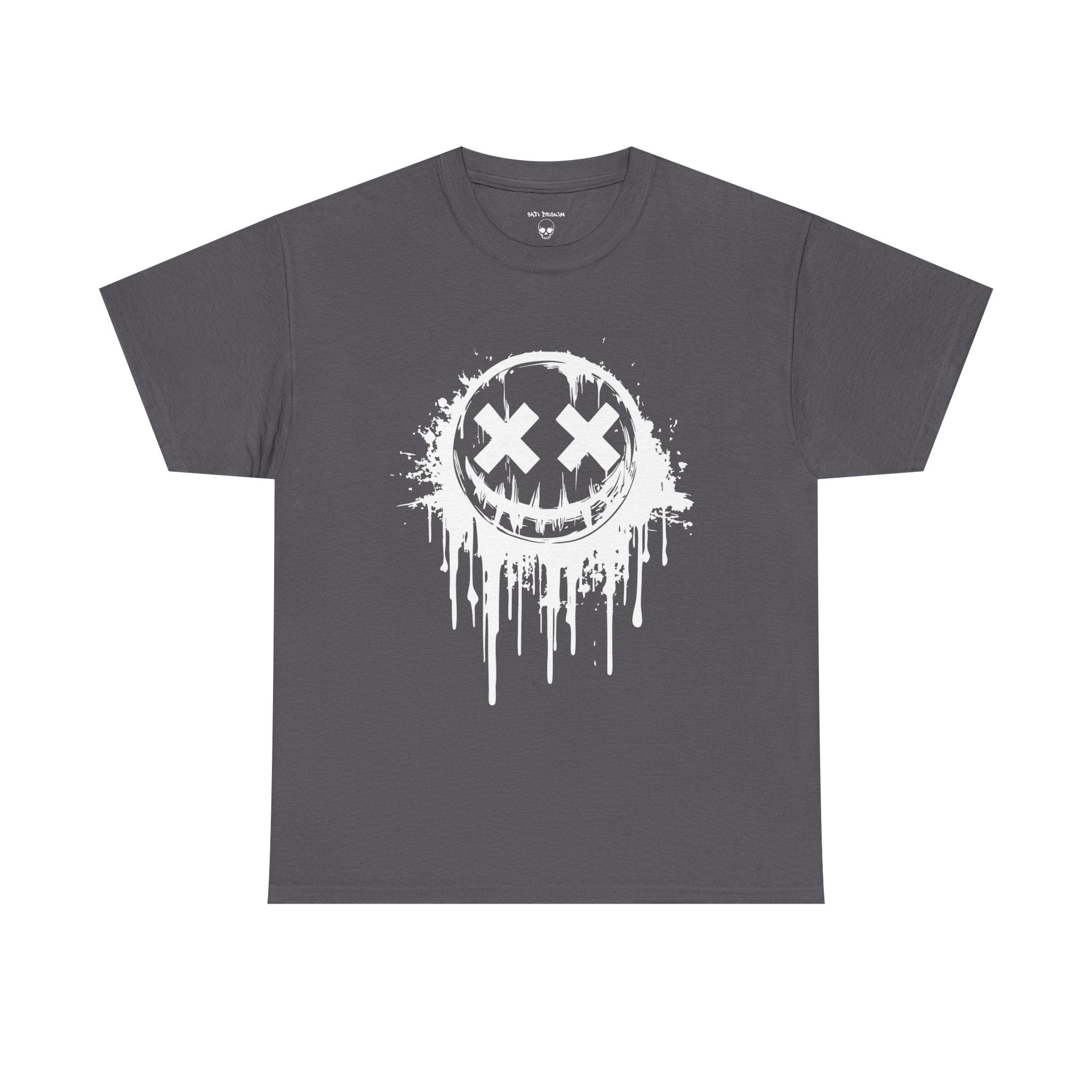 Smiley Face Unisex Heavy Cotton Tee, Cozy Casual Tee, Everyday Wear, Techno Tee, Festival Tee