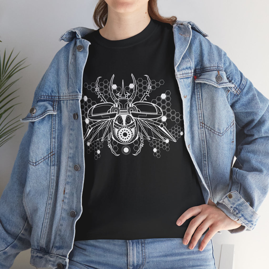 Cyber Insect Tee, Edgy Graphic Shirt, Unisex Heavy Cotton Tee, Dark Aesthetic Apparel, Alternative Fashion, Perfect for Casual Wear