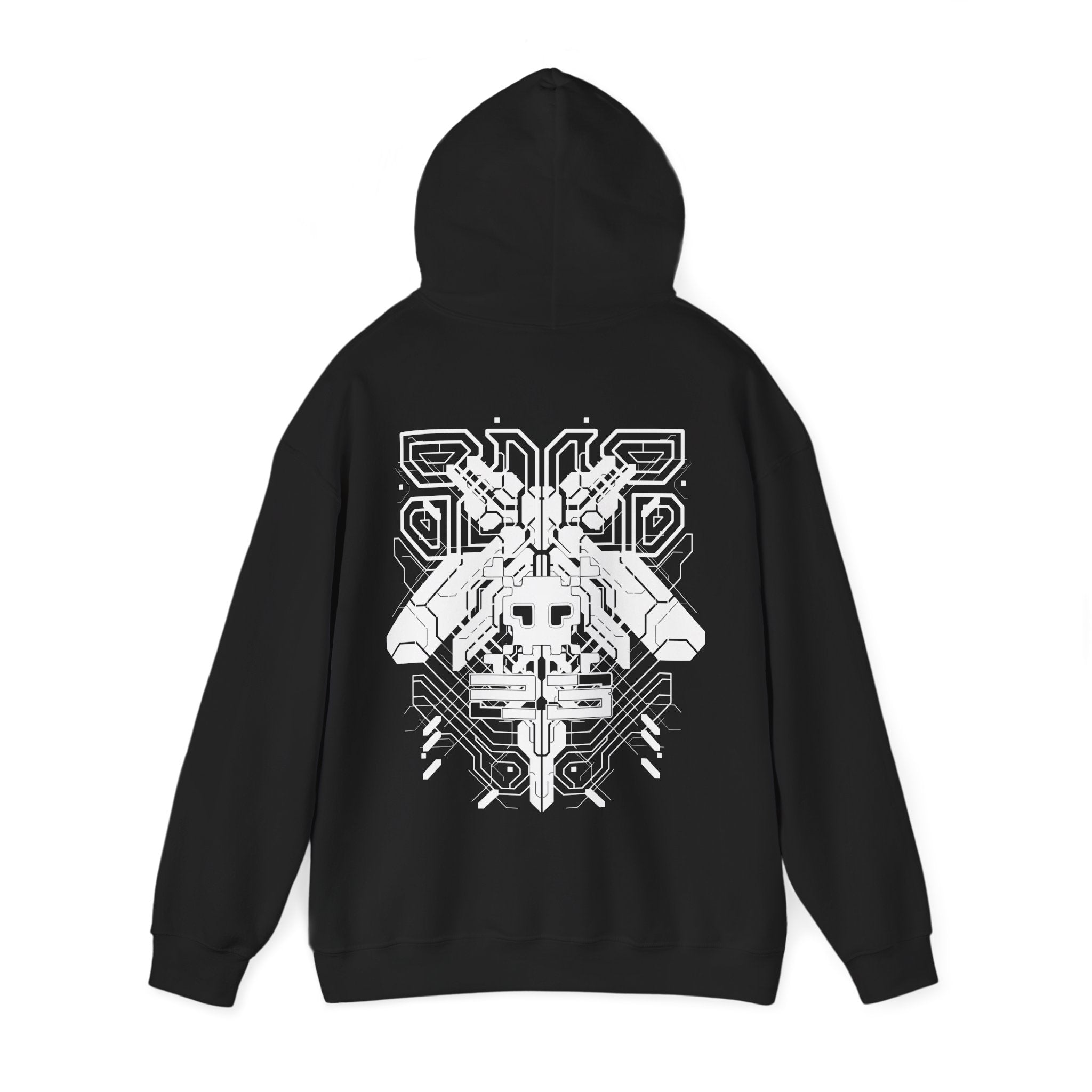 Geometric Cyber Tekno Unisex Hoodie, Edgy Streetwear, Urban Fashion, Gift for Music Lovers, Gothic Style