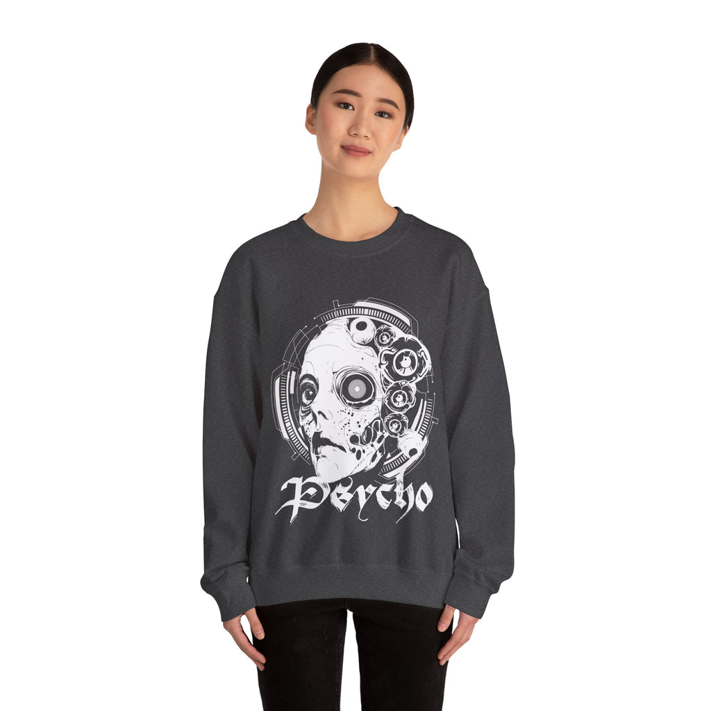 Psycho Tekno Unisex Crewneck Graphic Sweatshirt | Casual Comfort, Gift for Him/Her, Relaxed Wear, Everyday Style, Festival Style