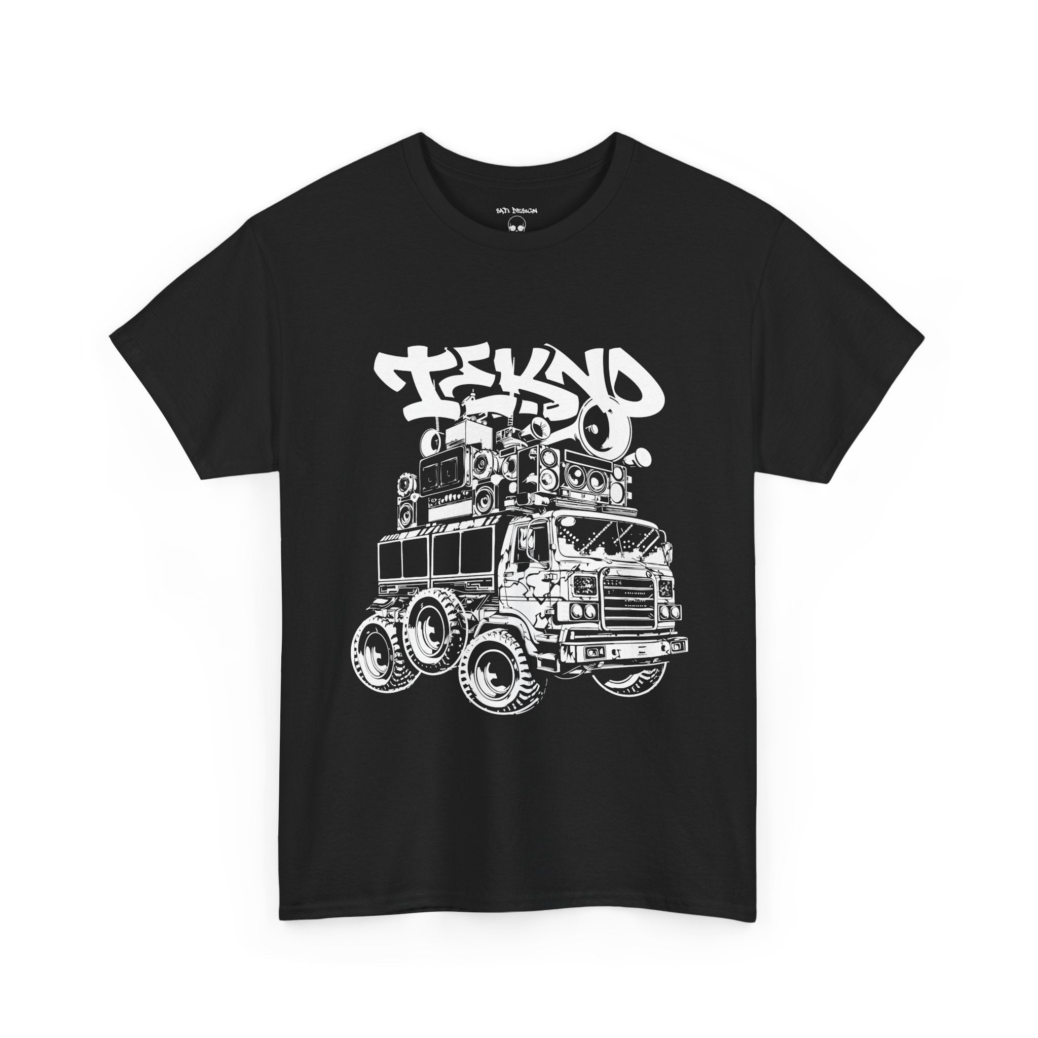 Tekno Truck, Tekno Soundsystem, Urban Graffiti Style Tee - Unisex Heavy Cotton T-Shirt, Streetwear Fashion, Music Festival Outfit