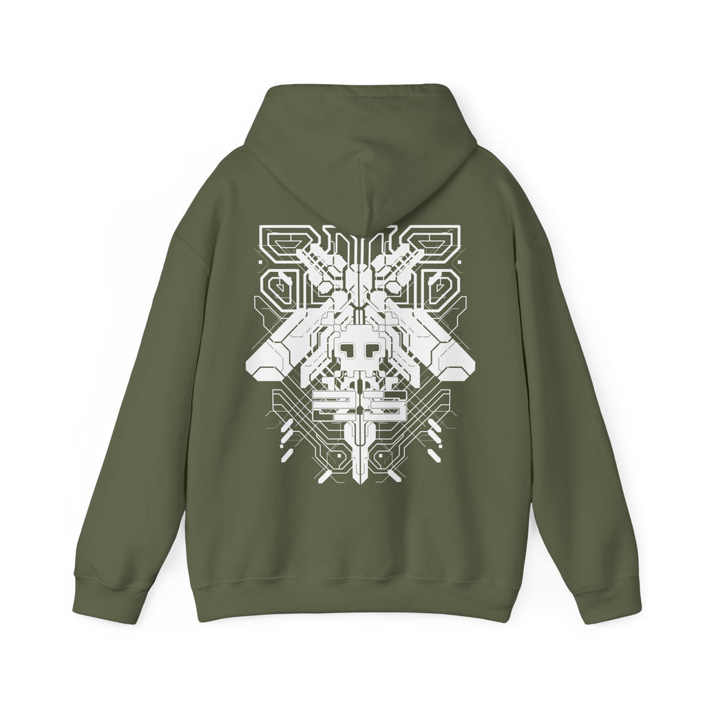Geometric Cyber Tekno Unisex Hoodie, Edgy Streetwear, Urban Fashion, Gift for Music Lovers, Gothic Style