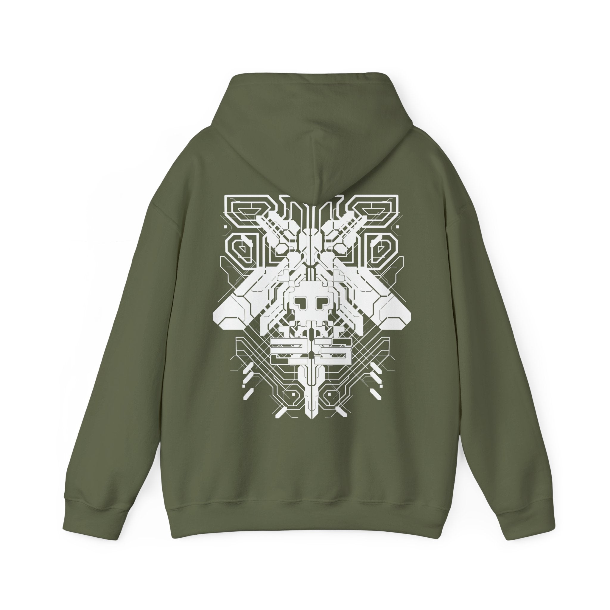 Geometric Cyber Tekno Unisex Hoodie, Edgy Streetwear, Urban Fashion, Gift for Music Lovers, Gothic Style