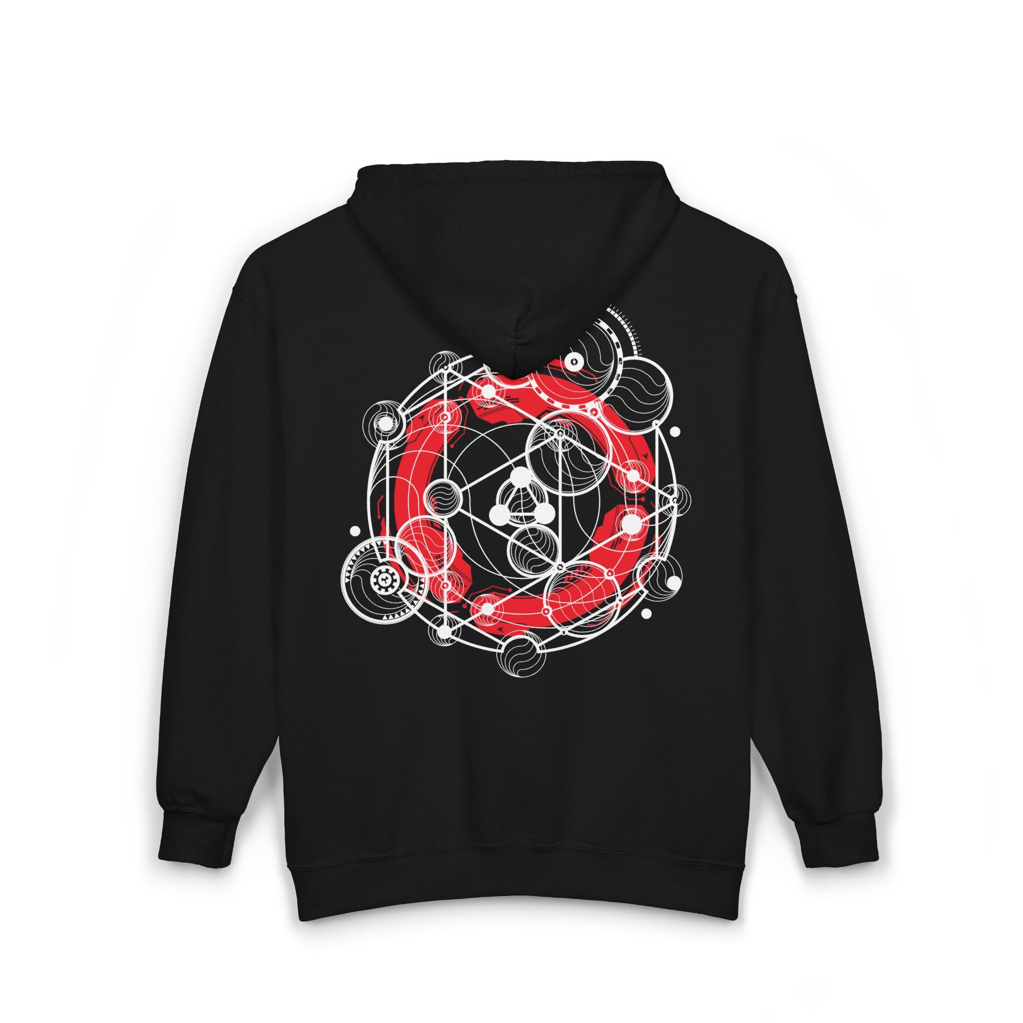 Circle Geometry Cosmic Energy Hoodie, Spiritual Sweatshirt, Unisex Zip-up, Graphic Hoodie, Perfect for Meditation, Sci-fi Lovers