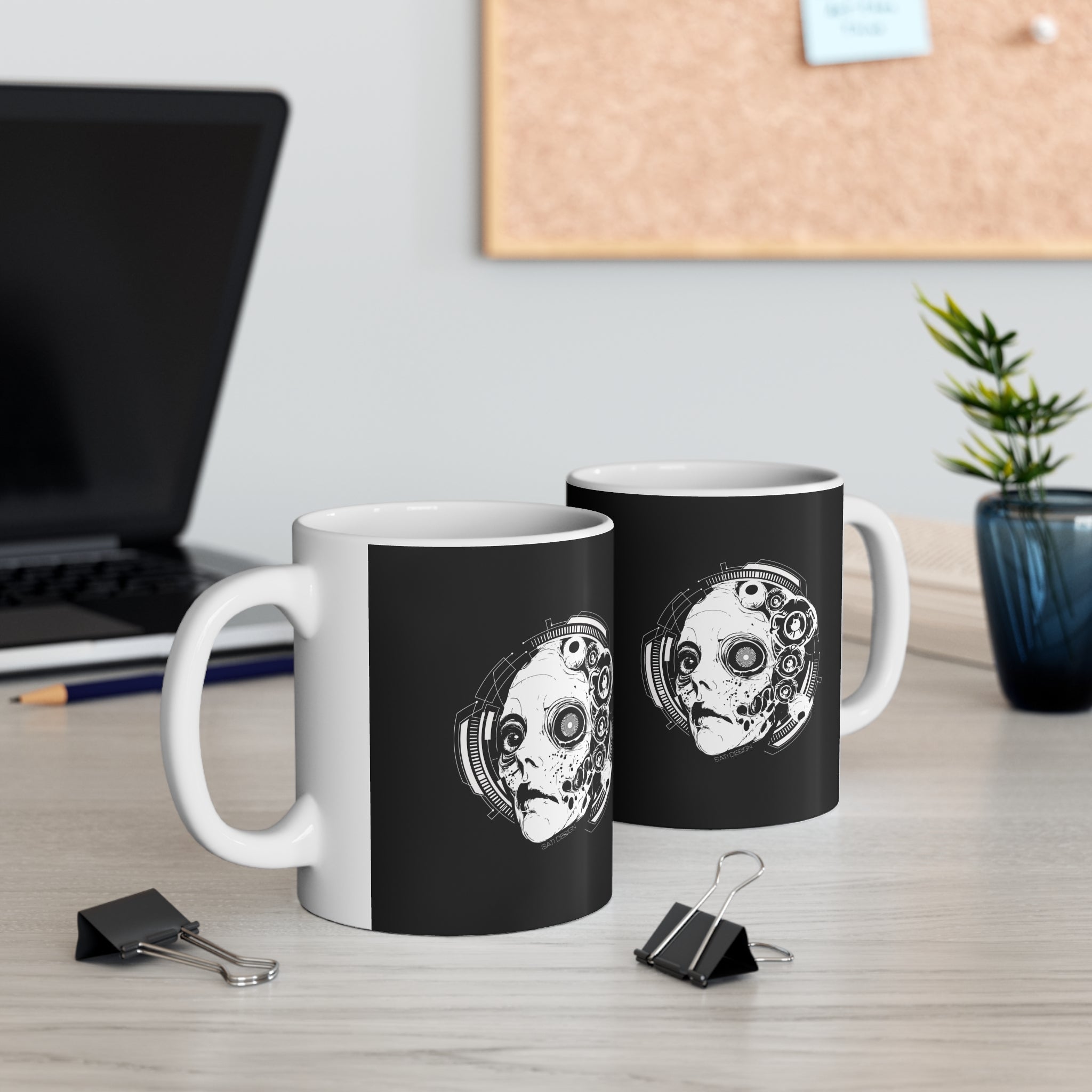 Cyberpunk Ceramic Coffee Cups, Unique Gifts for Sci-Fi Lovers, 11oz or 15oz, Artful Mugs, Home Decor, Show Your Style