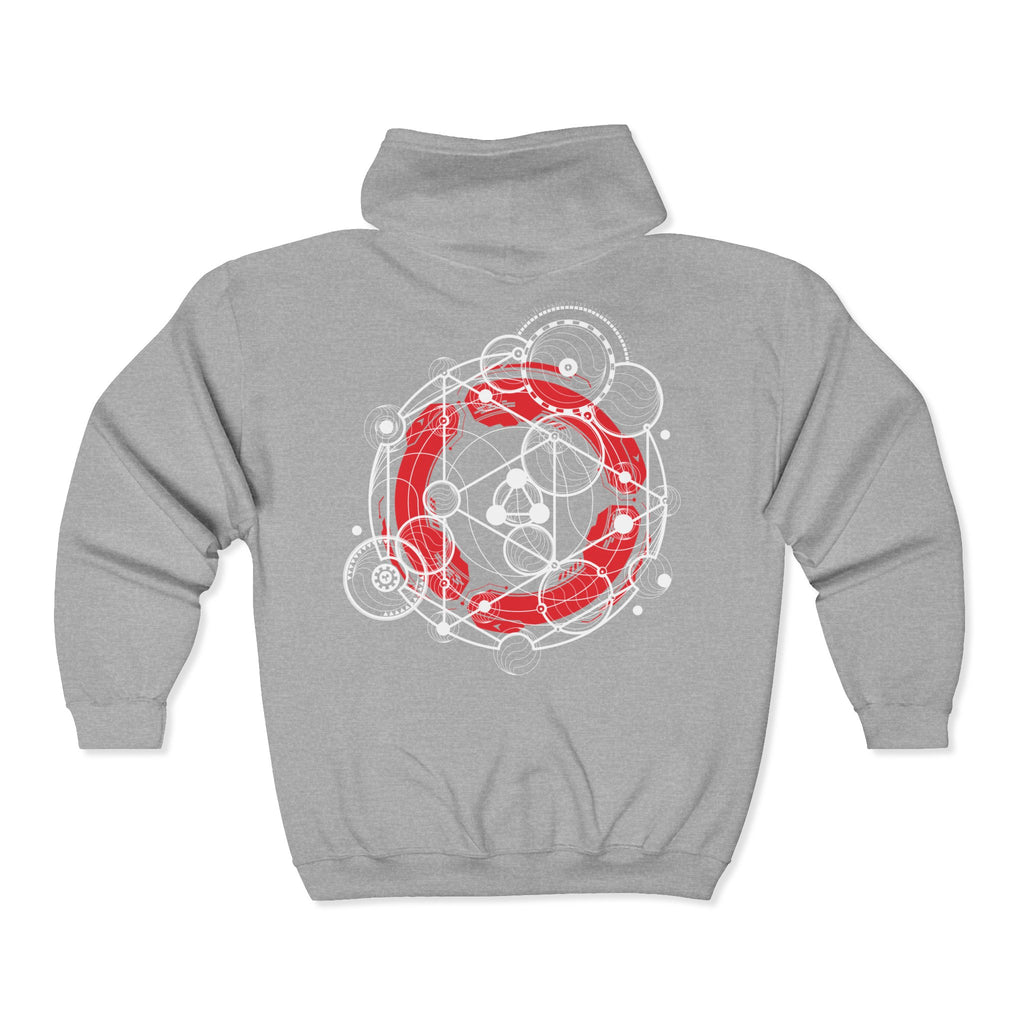 Circle Geometry Cosmic Energy Hoodie, Spiritual Sweatshirt, Unisex Zip-up, Graphic Hoodie, Perfect for Meditation, Sci-fi Lovers