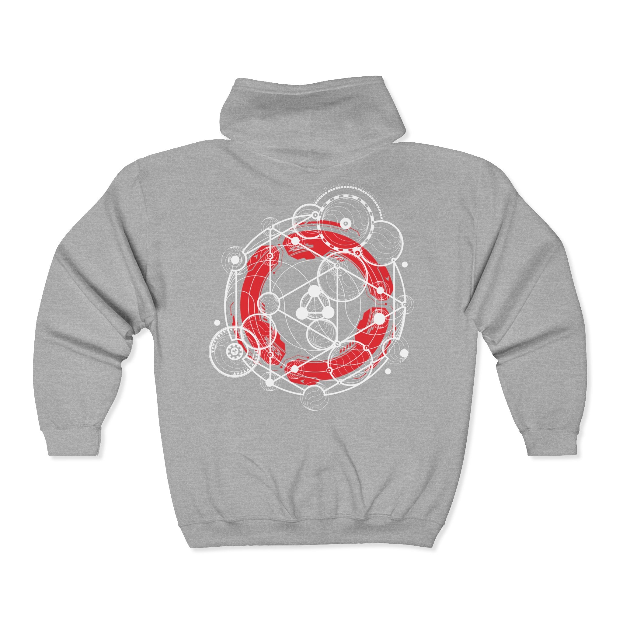 Circle Geometry Cosmic Energy Hoodie, Spiritual Sweatshirt, Unisex Zip-up, Graphic Hoodie, Perfect for Meditation, Sci-fi Lovers