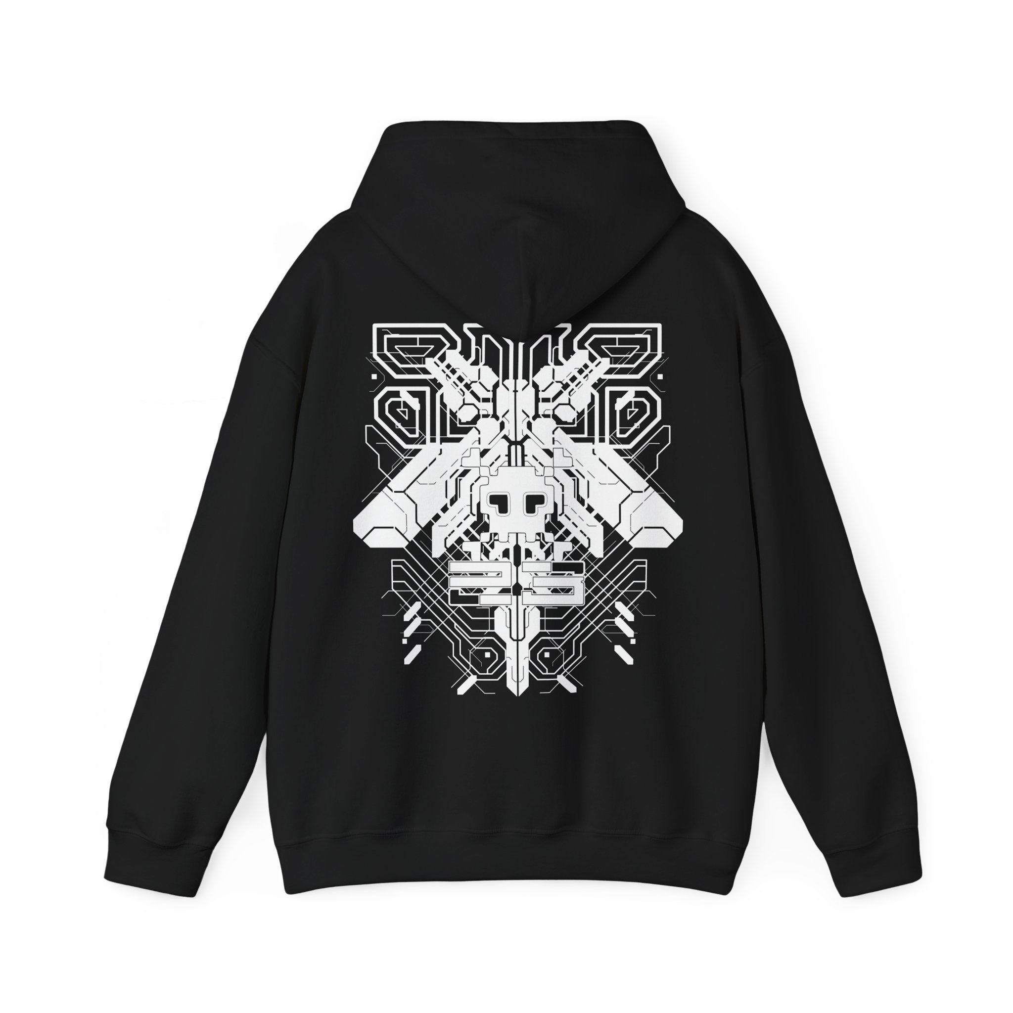 Geometric Cyber Tekno Unisex Hoodie, Edgy Streetwear, Urban Fashion, Gift for Music Lovers, Gothic Style
