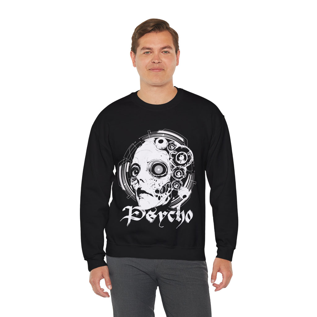 Psycho Tekno Unisex Crewneck Graphic Sweatshirt | Casual Comfort, Gift for Him/Her, Relaxed Wear, Everyday Style, Festival Style