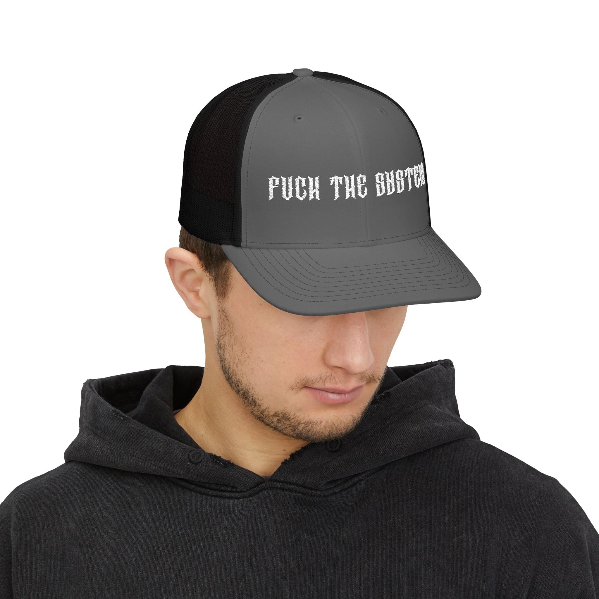 Fuck The System Edgy Snapback Trucker Cap - Punk Style Hat, Statement Apparel, Casual Accessory, Streetwear Fashion, Gift for Rebels