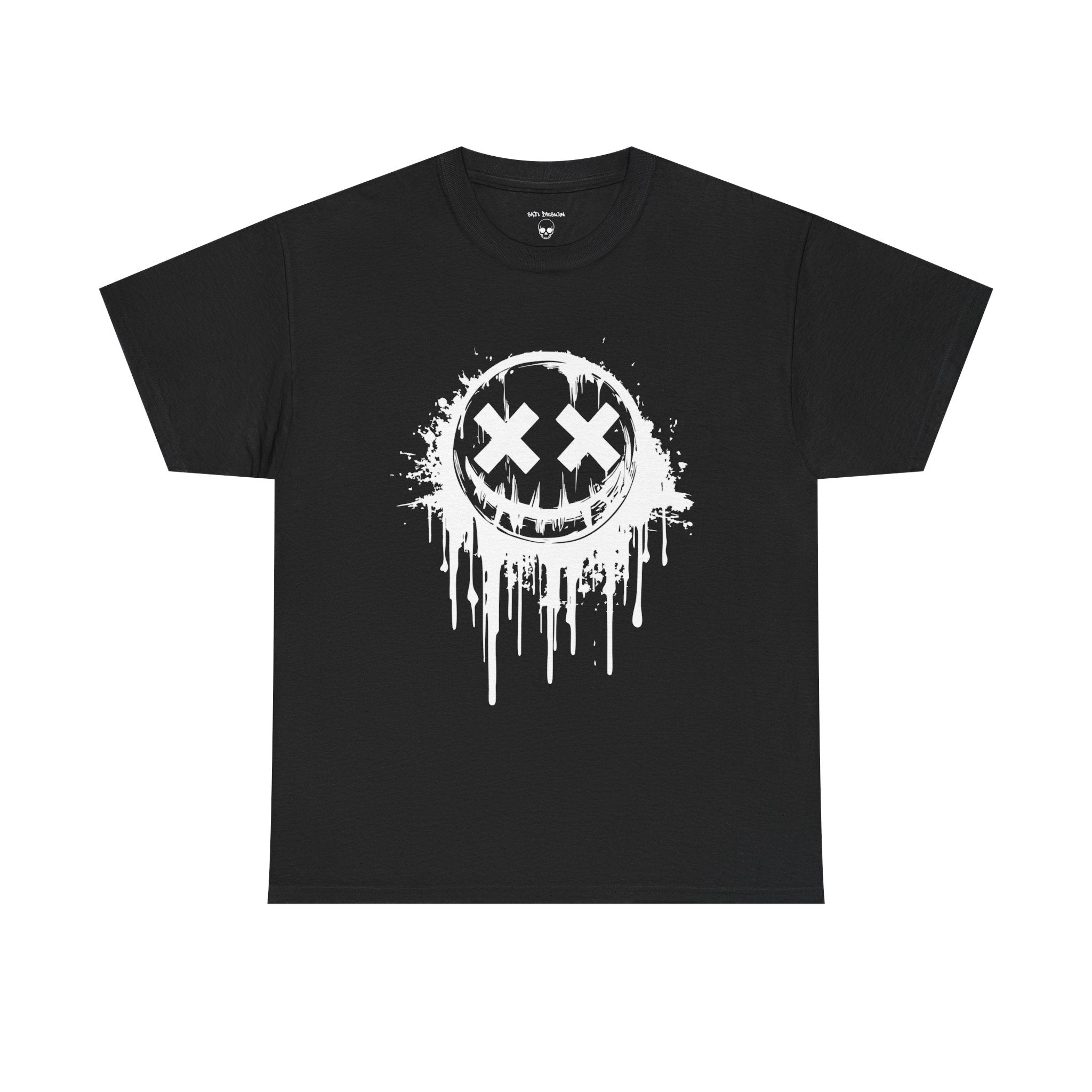 Smiley Face Unisex Heavy Cotton Tee, Cozy Casual Tee, Everyday Wear, Techno Tee, Festival Tee