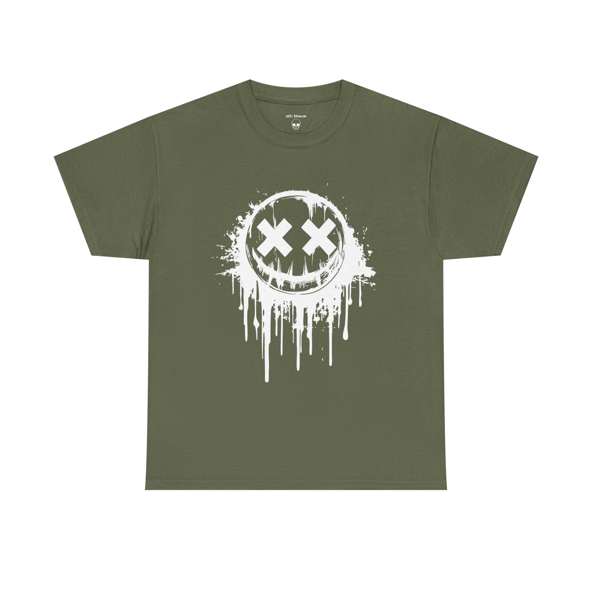 Smiley Face Unisex Heavy Cotton Tee, Cozy Casual Tee, Everyday Wear, Techno Tee, Festival Tee