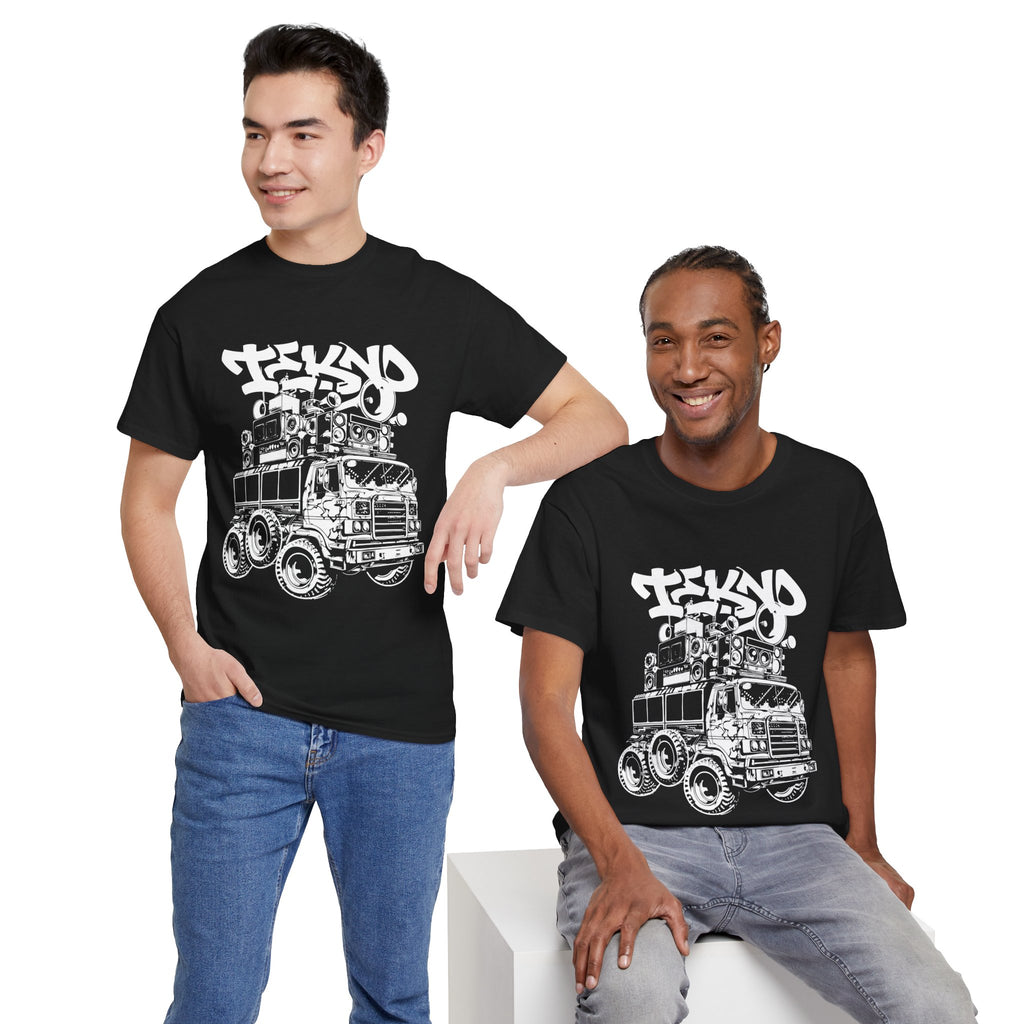 Tekno Truck, Tekno Soundsystem, Urban Graffiti Style Tee - Unisex Heavy Cotton T-Shirt, Streetwear Fashion, Music Festival Outfit