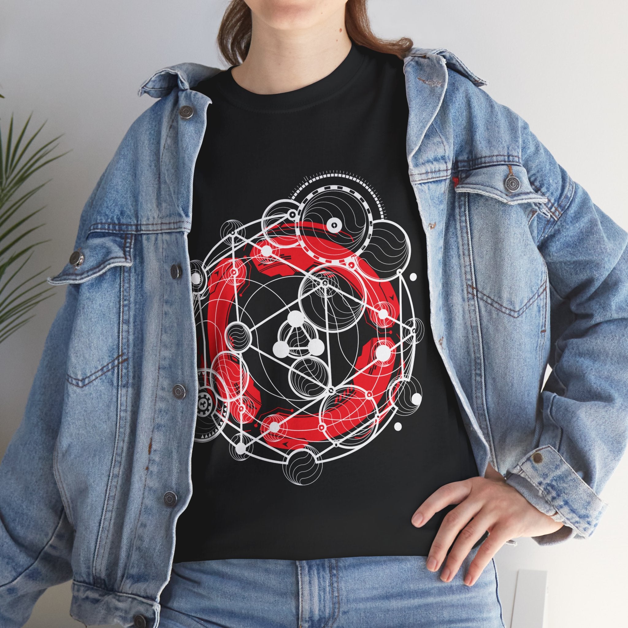 Circle Geometry Unisex Heavy Cotton Tee, Cozy Casual Tee, Everyday Wear, Techno Tee, Festival Tee