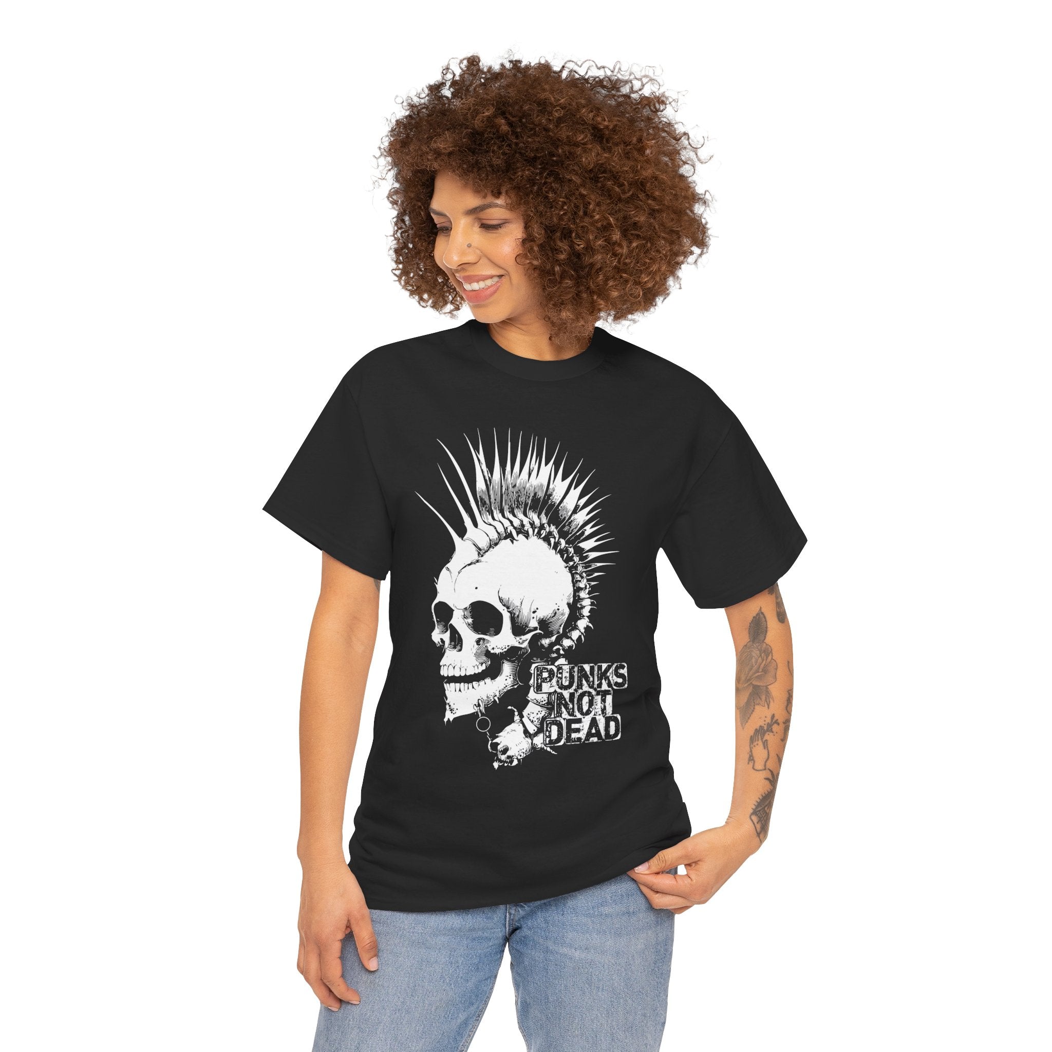 Punk Rock Skull Tee - Unisex Heavy Cotton Shirt, Edgy Graphic Tee, Music Festival Shirt, Alternative Fashion, Gift for Punk Lovers