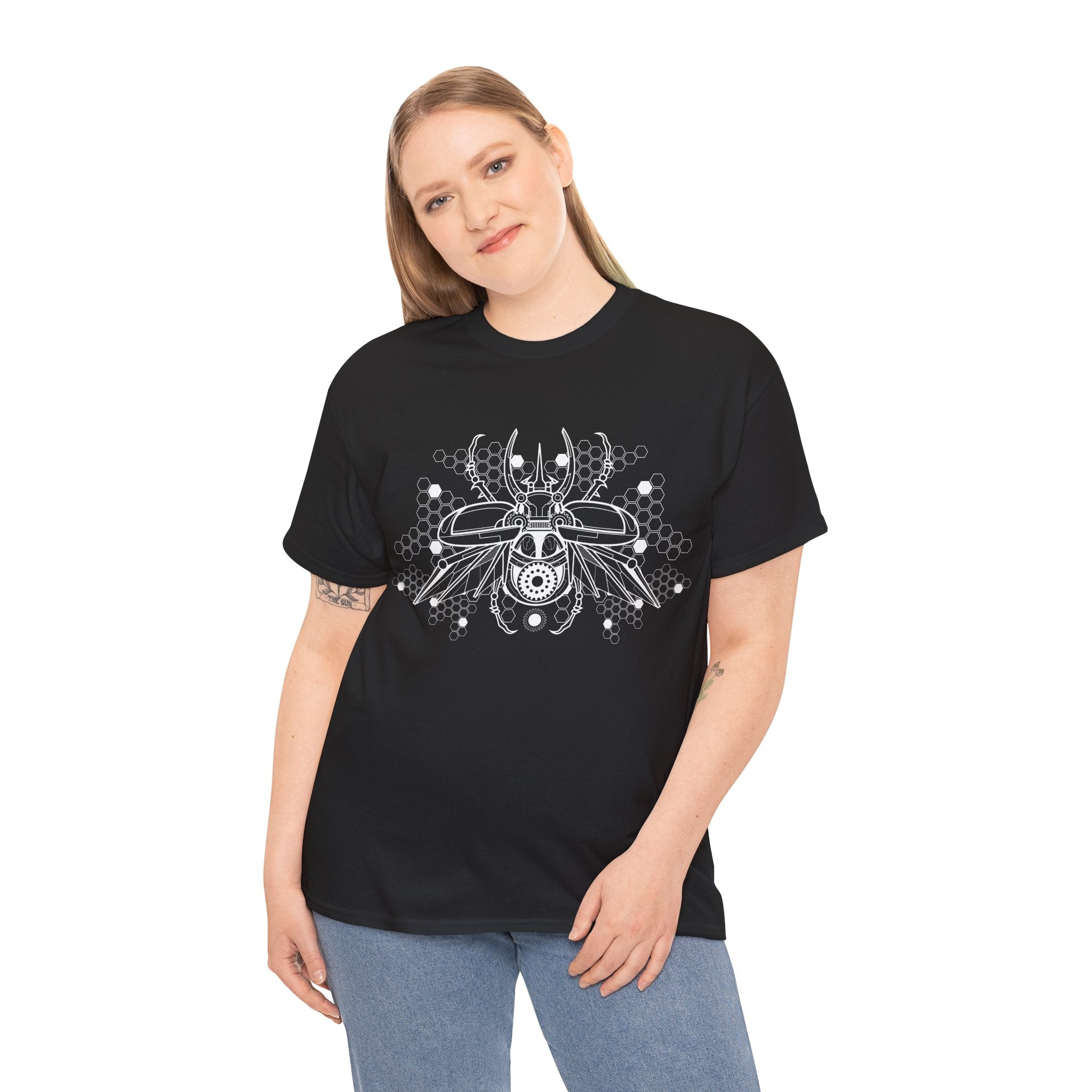 Cyber Insect Tee, Edgy Graphic Shirt, Unisex Heavy Cotton Tee, Dark Aesthetic Apparel, Alternative Fashion, Perfect for Casual Wear