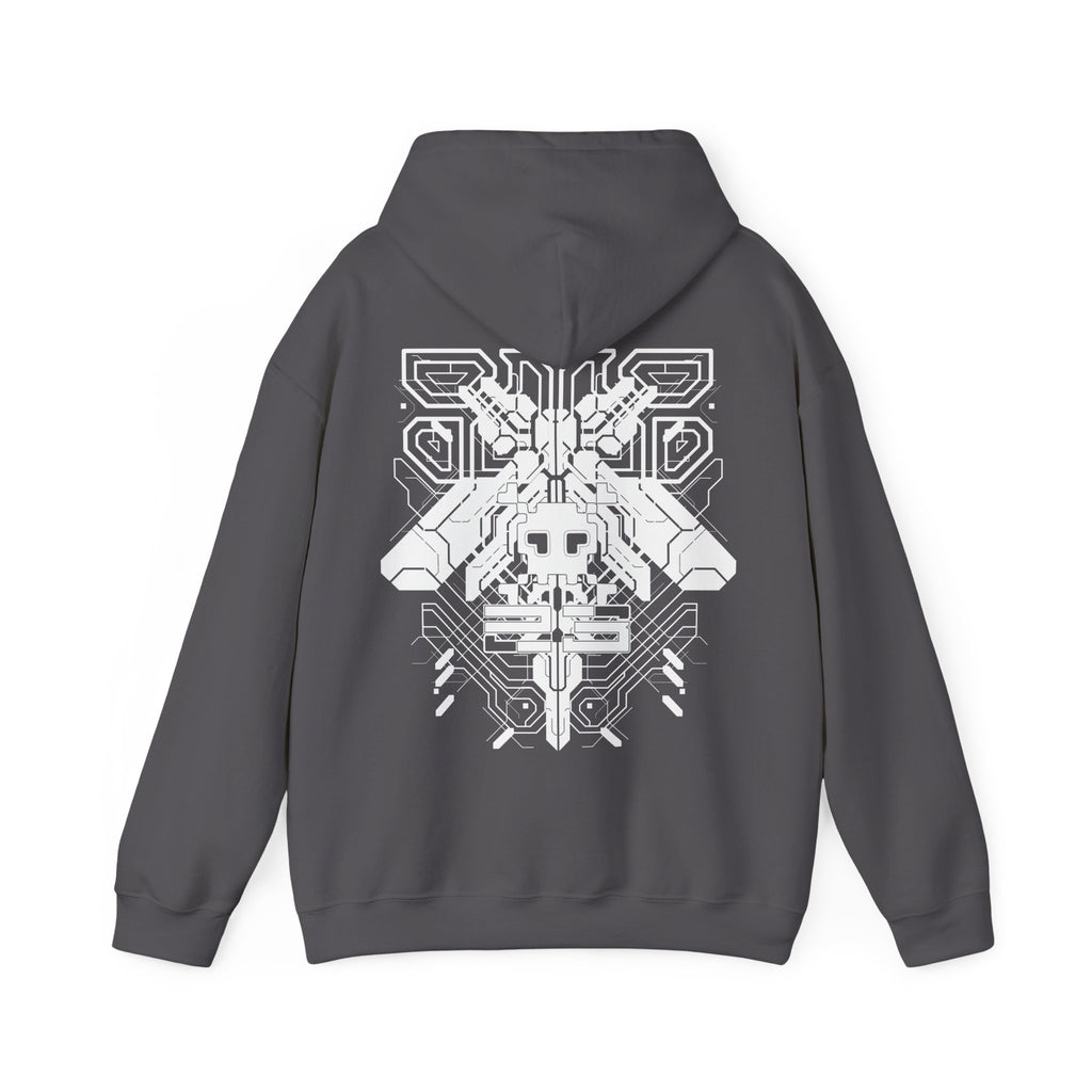 Geometric Cyber Tekno Unisex Hoodie, Edgy Streetwear, Urban Fashion, Gift for Music Lovers, Gothic Style