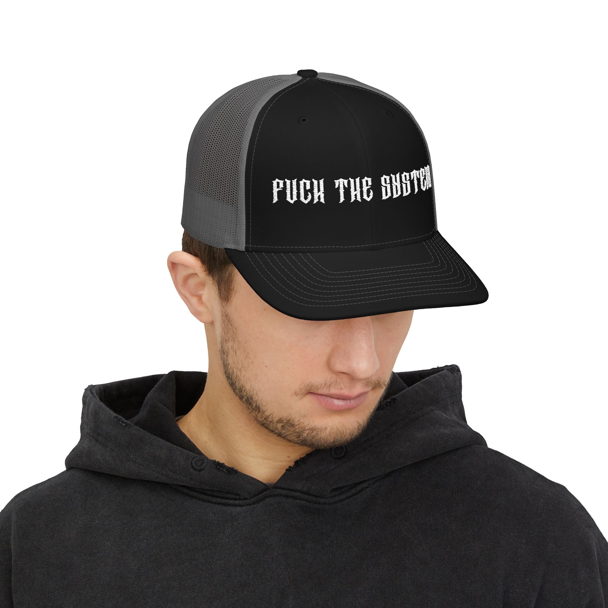 Fuck The System Edgy Snapback Trucker Cap - Punk Style Hat, Statement Apparel, Casual Accessory, Streetwear Fashion, Gift for Rebels