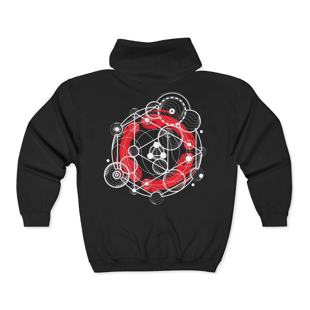 Circle Geometry Cosmic Energy Hoodie, Spiritual Sweatshirt, Unisex Zip-up, Graphic Hoodie, Perfect for Meditation, Sci-fi Lovers