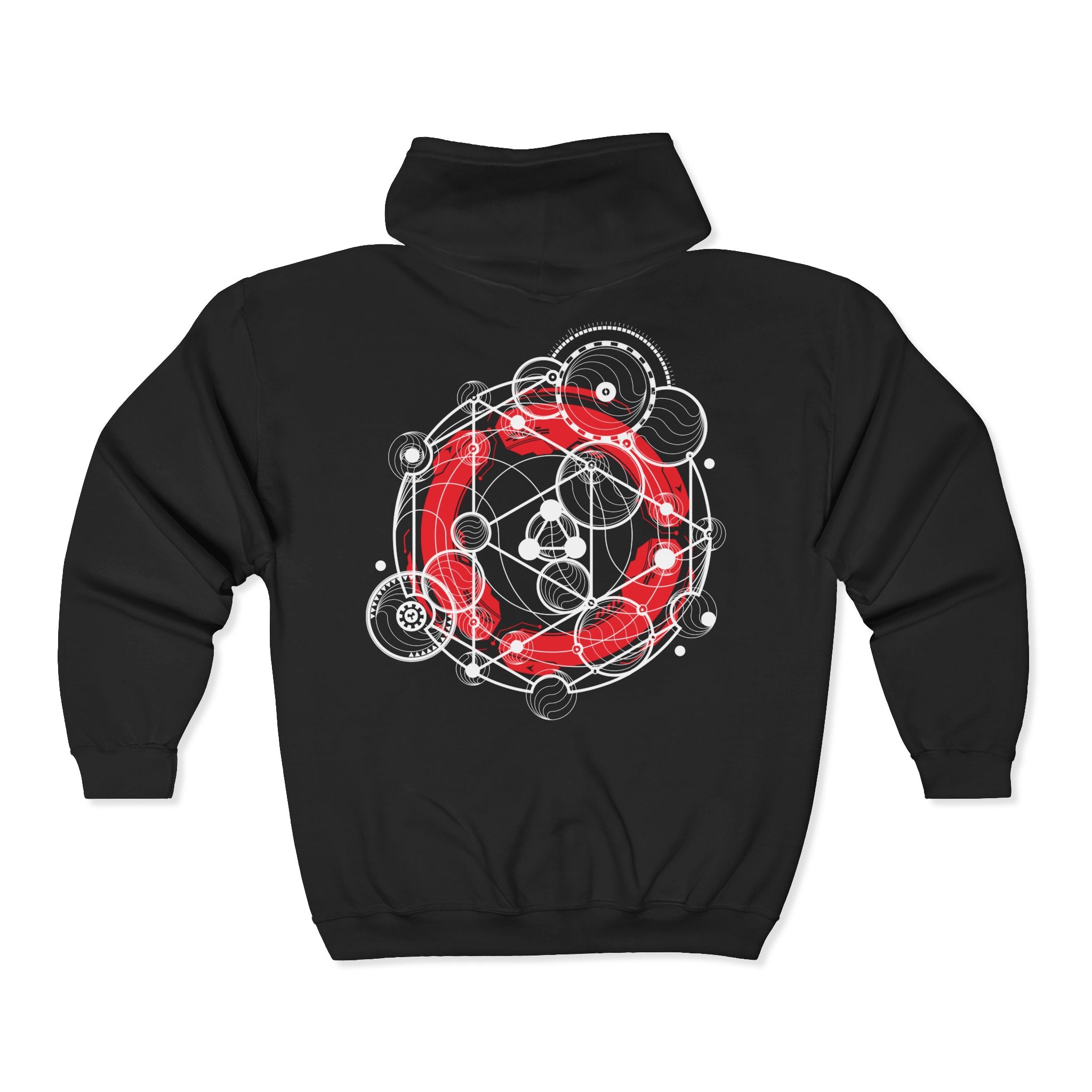 Circle Geometry Cosmic Energy Hoodie, Spiritual Sweatshirt, Unisex Zip-up, Graphic Hoodie, Perfect for Meditation, Sci-fi Lovers