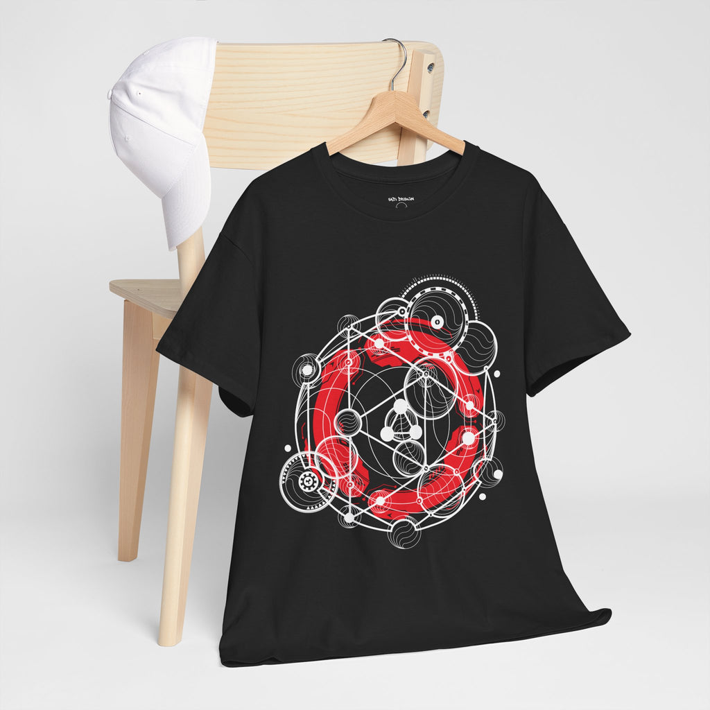 Circle Geometry Unisex Heavy Cotton Tee, Cozy Casual Tee, Everyday Wear, Techno Tee, Festival Tee