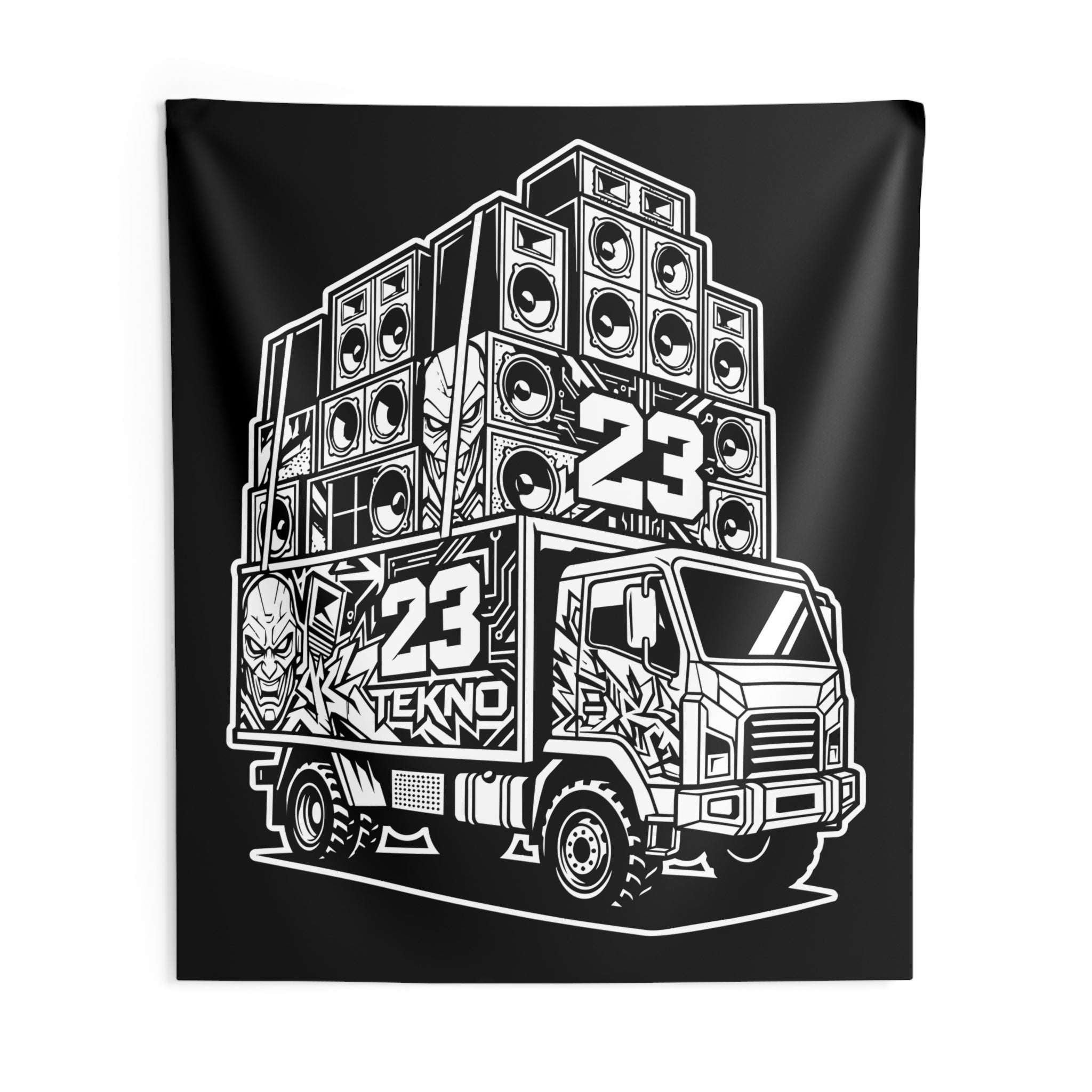 Tekno Sound System Tapestry — "23 Tekno" DJ Speaker Truck Wall Hanging