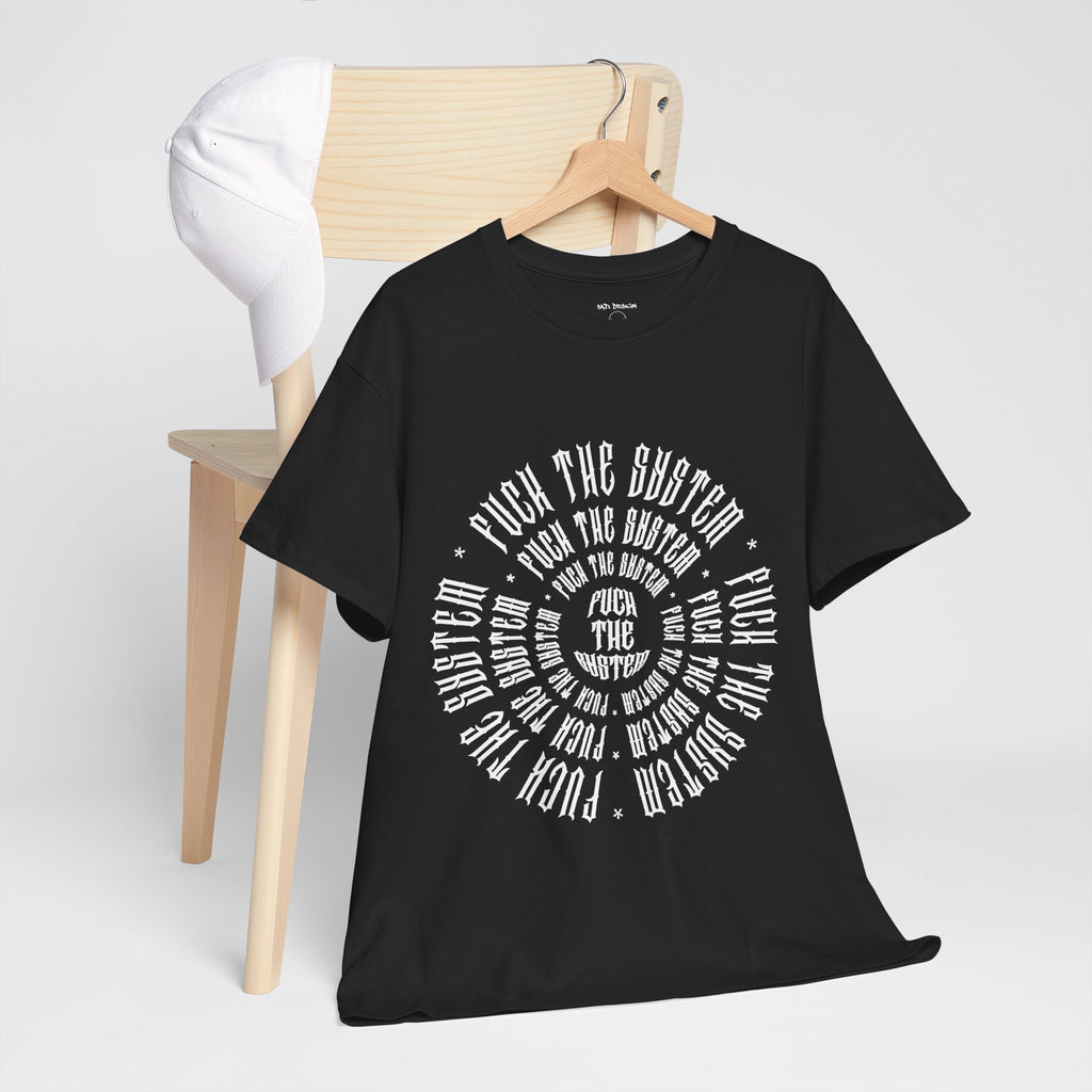 Fuck The System Unisex Heavy Cotton Tee, Casual Tee, Everyday Wear, Techno Tee, Festival Tee