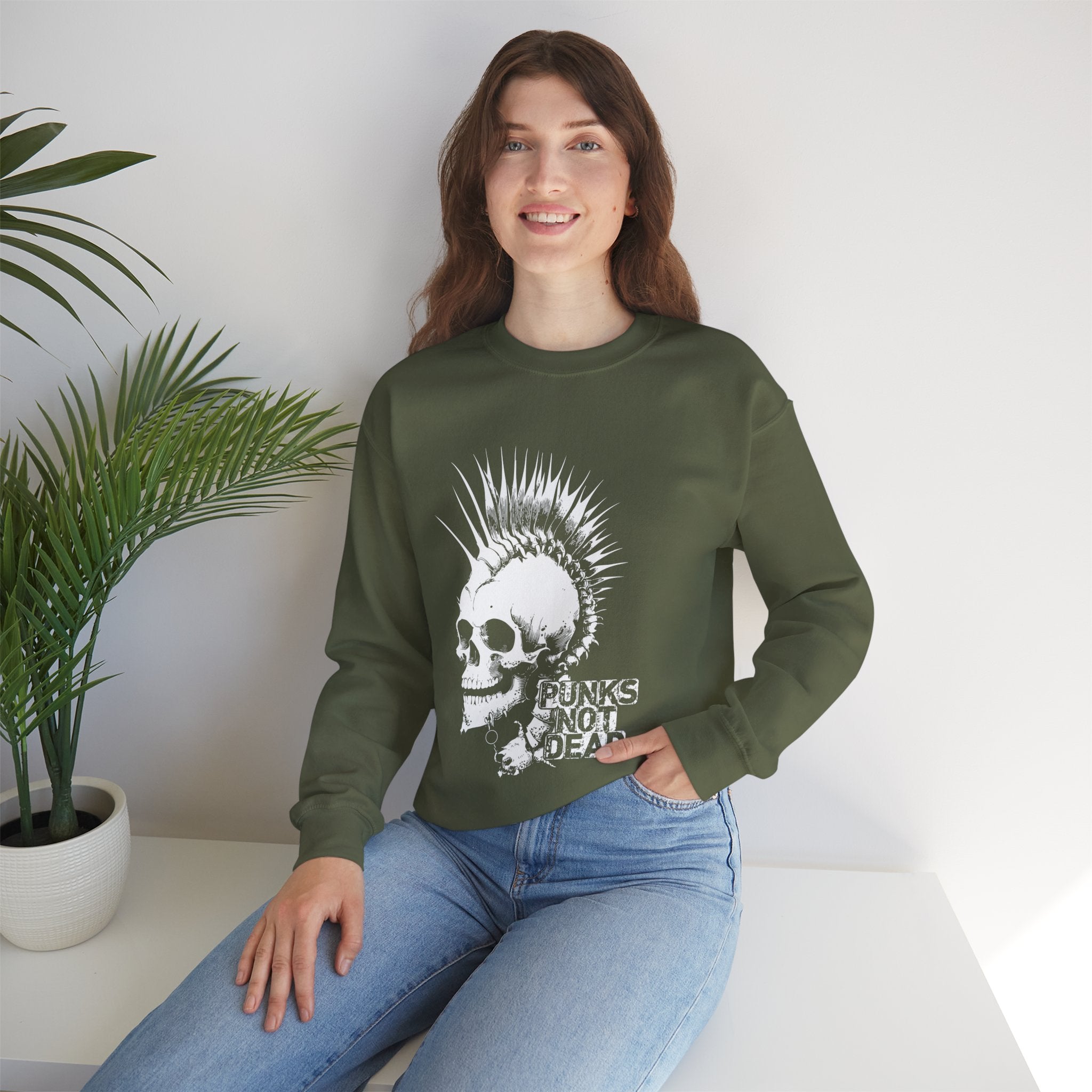 Skull Graphic Sweatshirt, Cozy Casual Unisex Crewneck, Perfect for Goth Lovers, Halloween Gift, Everyday Comfort
