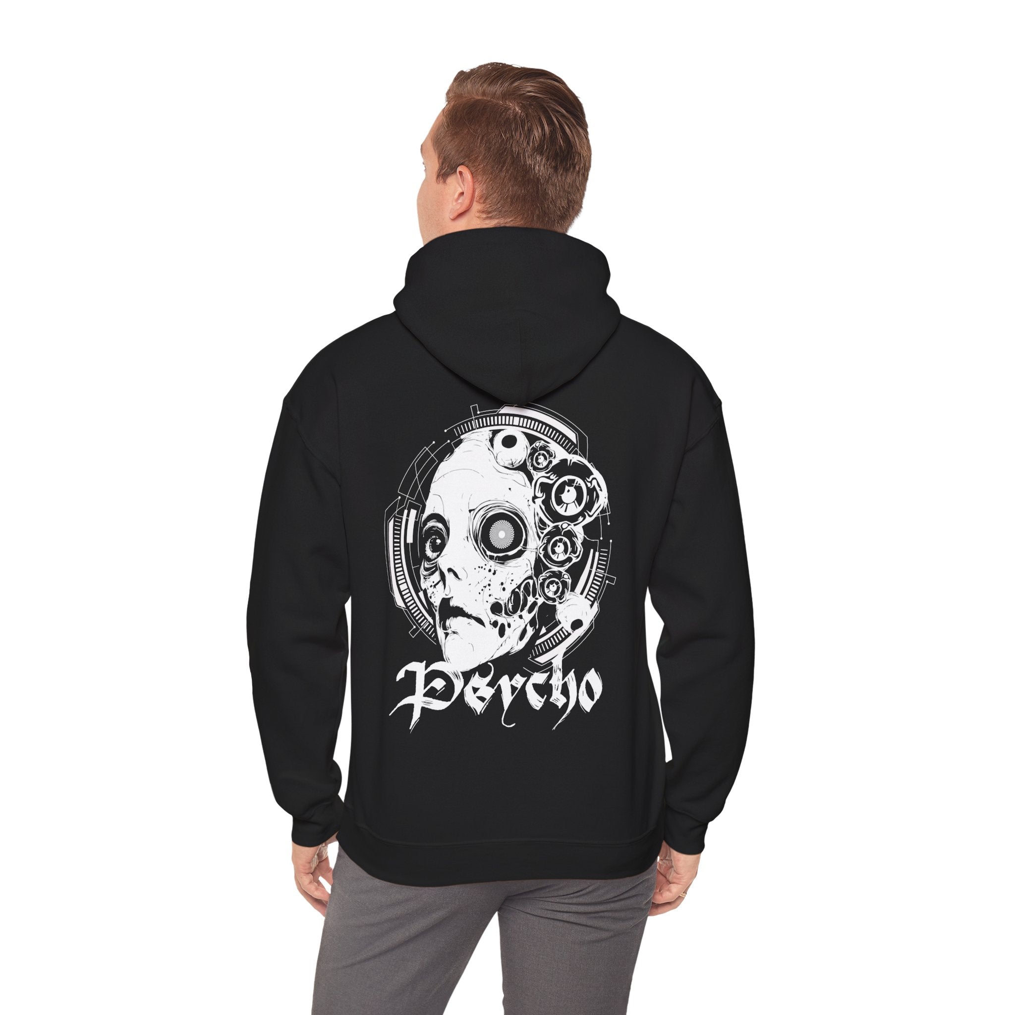 Psycho-Themed Unisex Hoodie, Edgy Streetwear, Urban Fashion, Gift for Music Lovers, Gothic Style