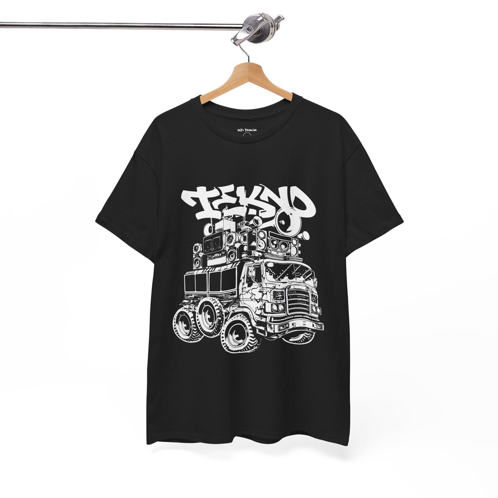 Tekno Truck, Tekno Soundsystem, Urban Graffiti Style Tee - Unisex Heavy Cotton T-Shirt, Streetwear Fashion, Music Festival Outfit
