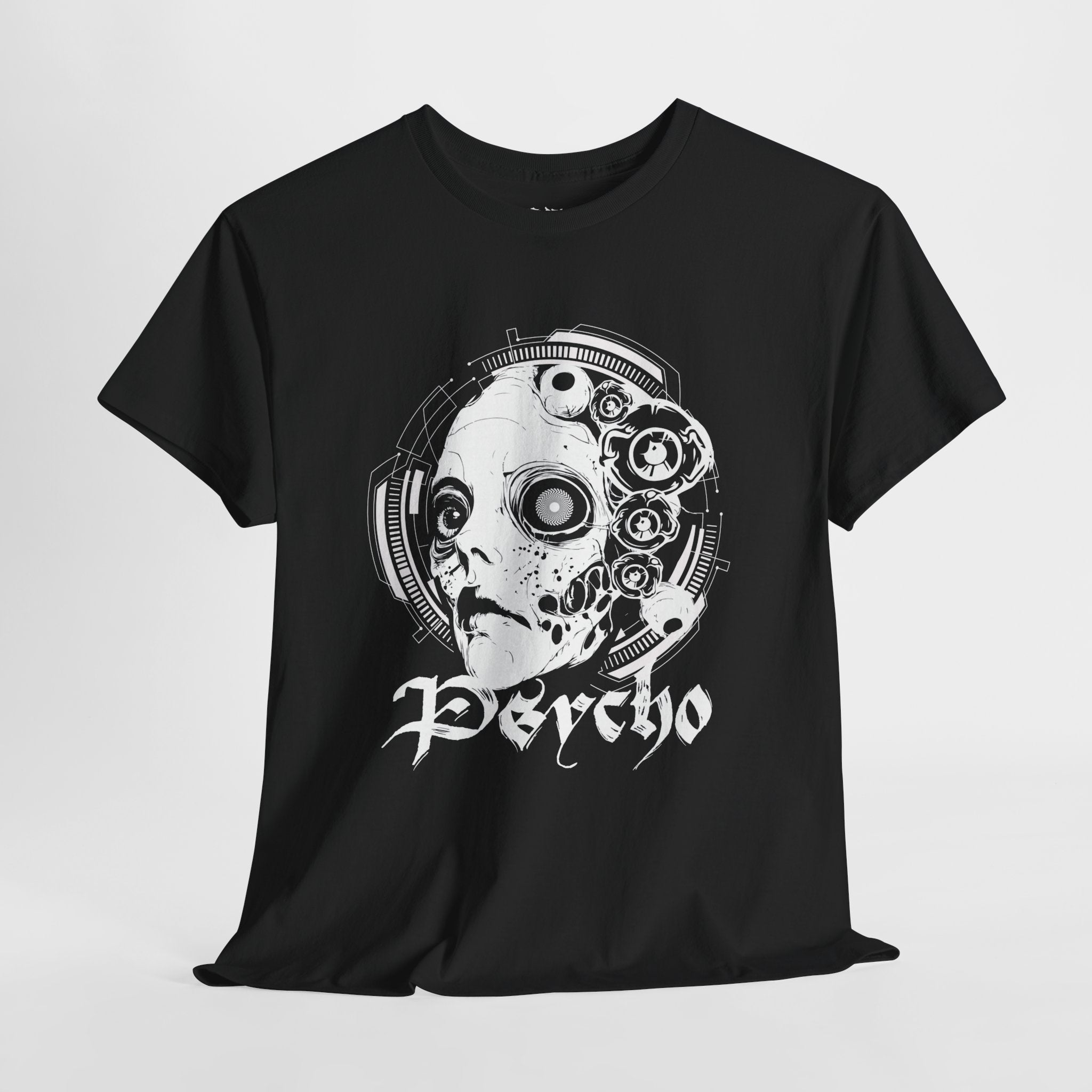 Creepy Cyberpunk Tee, Edgy Graphic Shirt, Unisex Heavy Cotton Tee, Dark Aesthetic Apparel, Alternative Fashion, Perfect for Casual Wear