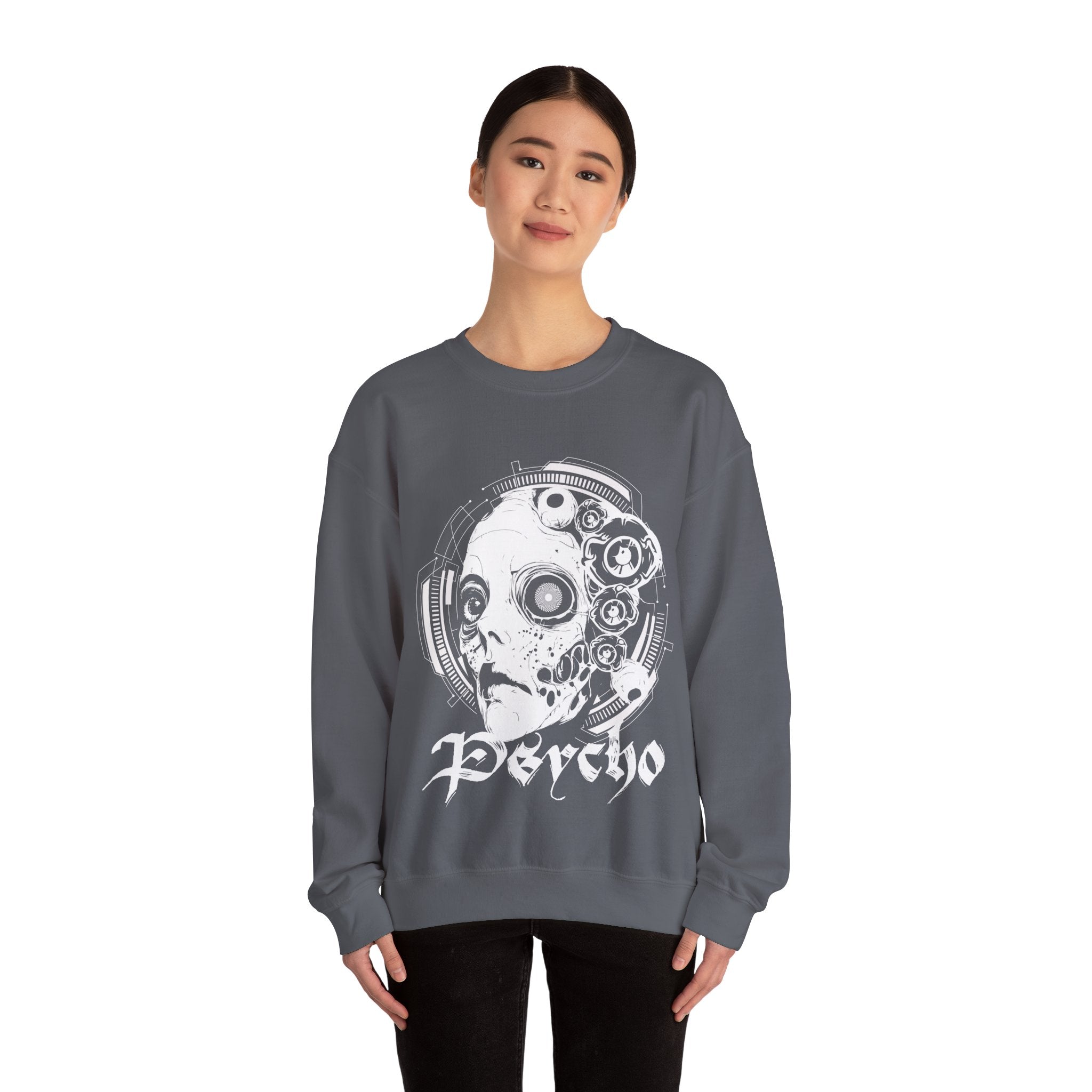 Psycho Tekno Unisex Crewneck Graphic Sweatshirt | Casual Comfort, Gift for Him/Her, Relaxed Wear, Everyday Style, Festival Style