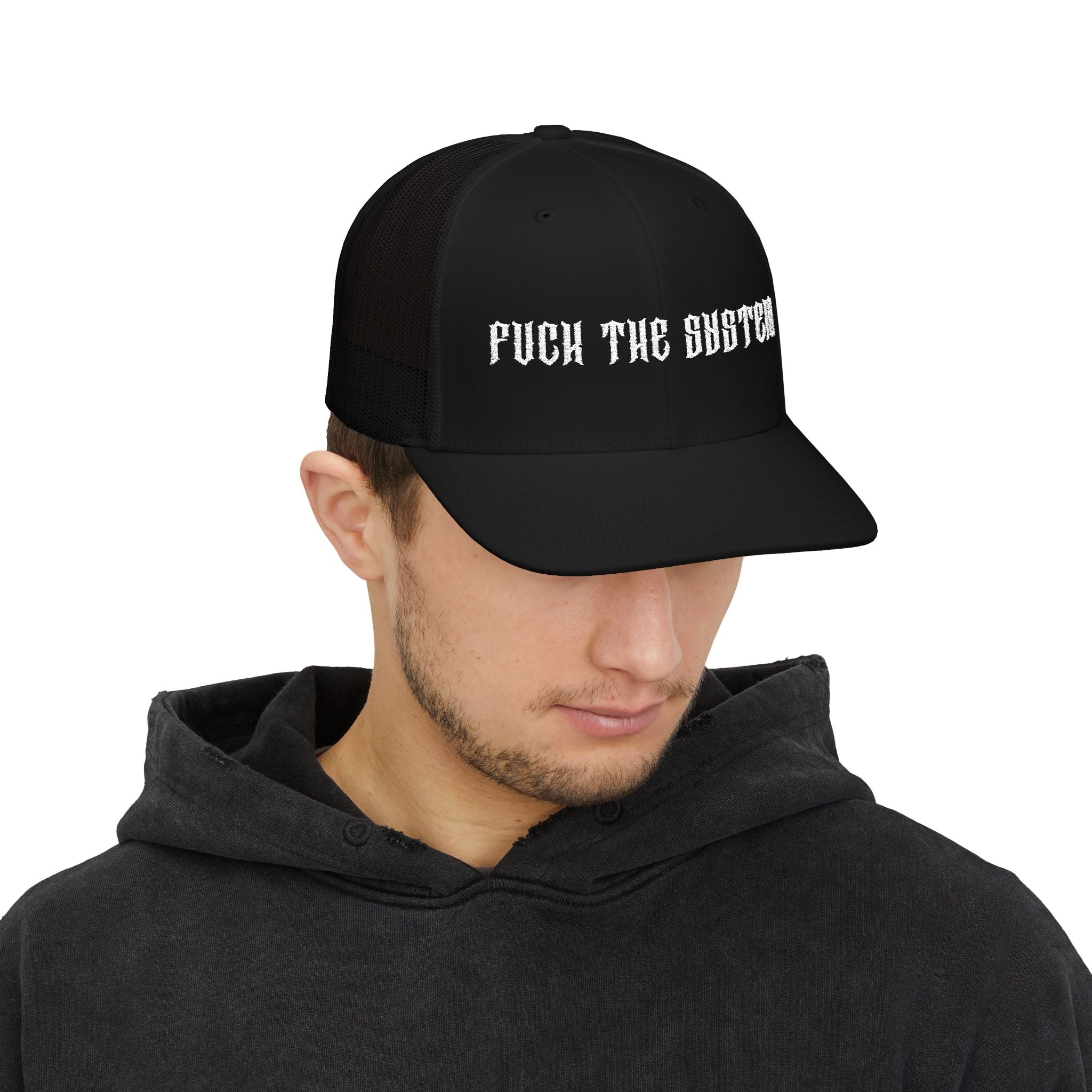Fuck The System Edgy Snapback Trucker Cap - Punk Style Hat, Statement Apparel, Casual Accessory, Streetwear Fashion, Gift for Rebels
