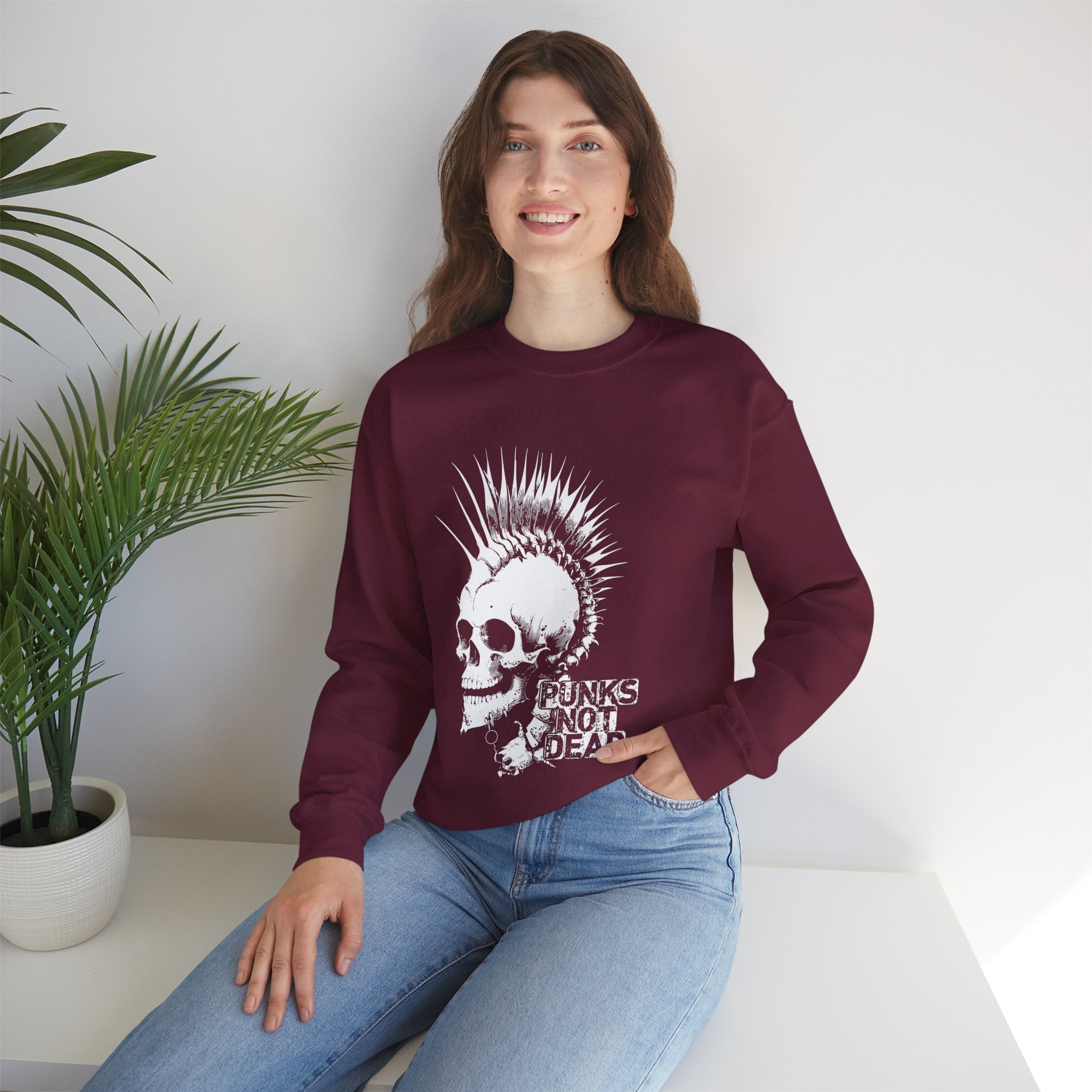 Skull Graphic Sweatshirt, Cozy Casual Unisex Crewneck, Perfect for Goth Lovers, Halloween Gift, Everyday Comfort