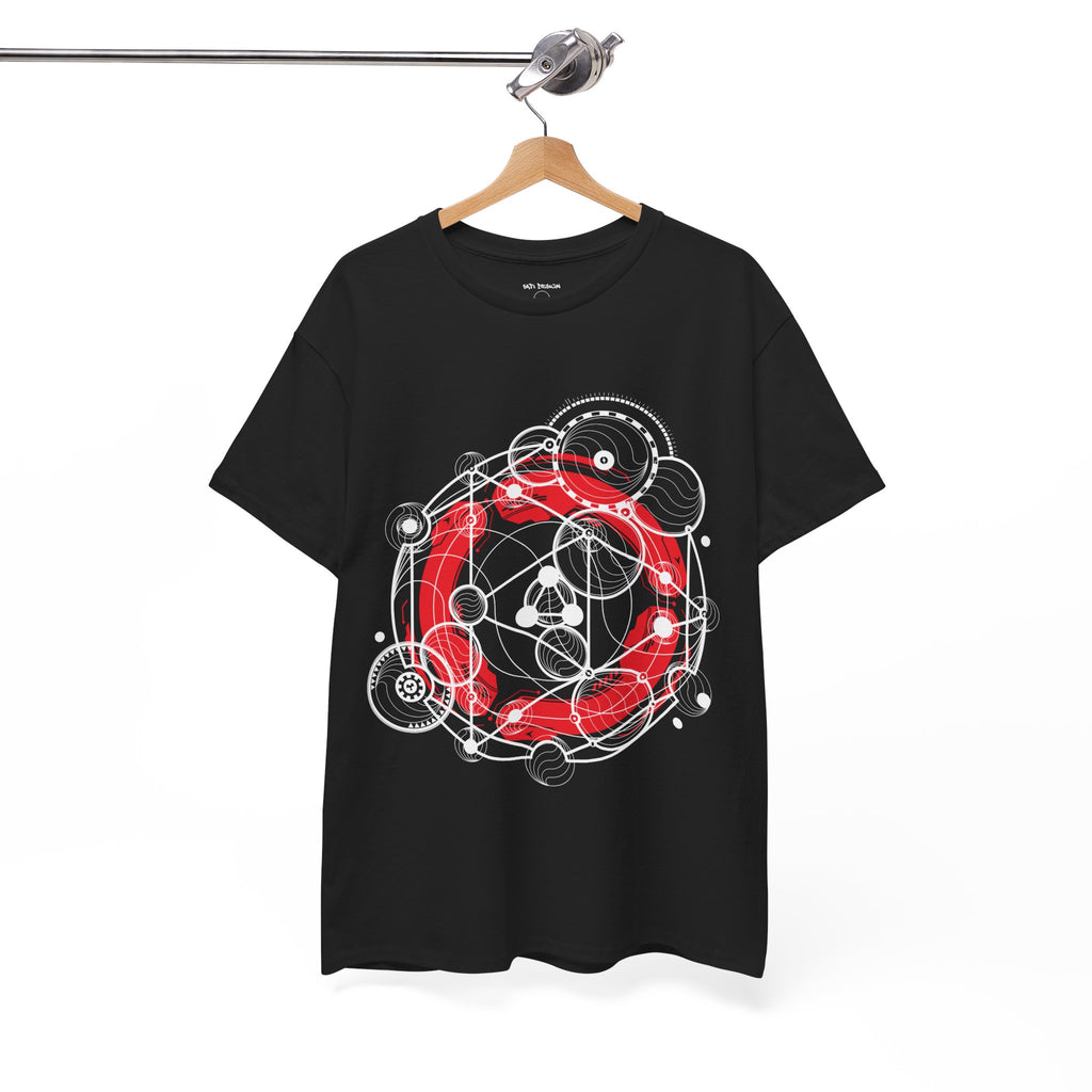 Circle Geometry Unisex Heavy Cotton Tee, Cozy Casual Tee, Everyday Wear, Techno Tee, Festival Tee